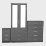 2-HALF MIRROR 2 DOOR WARDROBE SET (Assembled) - Image 3