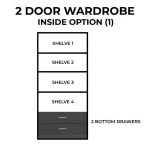 1-HALF MIRROR 2-DOOR WARDROBE SET ( Assembled ) - Image 8