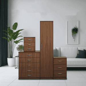 1 Door Wardrobe Set Walnut (Assembled)