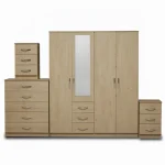 1-HALF MIRROR 4 DOOR WARDROBE SET (Assembled) - Image 7
