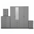 1-HALF MIRROR 4 DOOR WARDROBE SET (Assembled) - Image 18