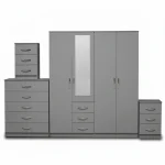 1-HALF MIRROR 4 DOOR WARDROBE SET (Assembled) - Image 8