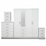 1-HALF MIRROR 4 DOOR WARDROBE SET (Assembled) - Image 6