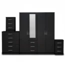 1-HALF MIRROR 4 DOOR WARDROBE SET (Assembled) - Image 19