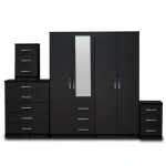 1-HALF MIRROR 4 DOOR WARDROBE SET (Assembled) - Image 9
