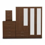 2-FULL, 1-HALF MIRROR 4 DOOR WARDROBE SET (Assembled) - Image 5