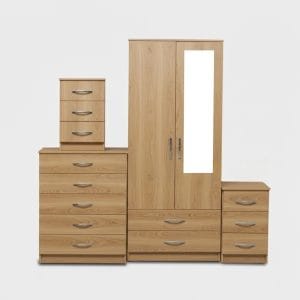 1-Half Mirror 2-Door Wardrobe Set (Assembled)
