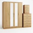 2-FULL CENTER MIRROR 4 DOOR WARDROBE SET (Assembled) - Image 8