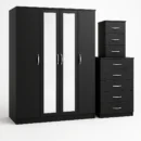 2-FULL CENTER MIRROR 4 DOOR WARDROBE SET (Assembled) - Image 7