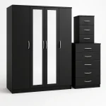 2-FULL CENTER MIRROR 4 DOOR WARDROBE SET (Assembled) - Image 2