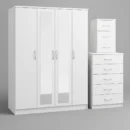 2-FULL CENTER MIRROR 4 DOOR WARDROBE SET (Assembled) - Image 9