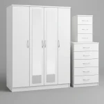 2-FULL CENTER MIRROR 4 DOOR WARDROBE SET (Assembled) - Image 4