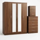 2-FULL CENTER MIRROR 4 DOOR WARDROBE SET (Assembled) - Image 6