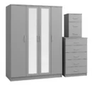 2-FULL CENTER MIRROR 4 DOOR WARDROBE SET (Assembled) - Image 10