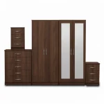 2-FULL MIRROR 4 DOOR WARDROBE SET (Assembled) - Image 10