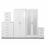 2-FULL MIRROR 4 DOOR WARDROBE SET (Assembled) - Image 8
