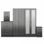 2-FULL MIRROR 4 DOOR WARDROBE SET (Assembled) - Image 7