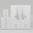 2-HALF MIRROR WITH 4-BOTTOM DRAWERS 4 DOOR WARDROBE SET (Assembled) - Image 10