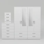 2-HALF MIRROR WITH 4-BOTTOM DRAWERS 4 DOOR WARDROBE SET (Assembled) - Image 5