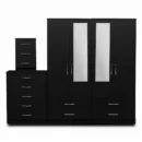 2-HALF MIRROR WITH 4-BOTTOM DRAWERS 4 DOOR WARDROBE SET (Assembled) - Image 6