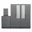 2-HALF MIRROR WITH 4-BOTTOM DRAWERS 4 DOOR WARDROBE SET (Assembled) - Image 9