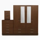 2-HALF MIRROR WITH 4-BOTTOM DRAWERS 4 DOOR WARDROBE SET (Assembled) - Image 8