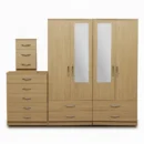 2-HALF MIRROR WITH 4-BOTTOM DRAWERS 4 DOOR WARDROBE SET (Assembled) - Image 7
