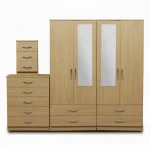 2-HALF MIRROR WITH 4-BOTTOM DRAWERS 4 DOOR WARDROBE SET (Assembled) - Image 2