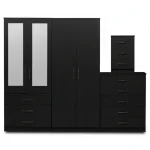 2-HALF MIRROR WITH 2-BOTTOM DRAWERS 4 DOOR WARDROBE SET (Assembled) - Image 5