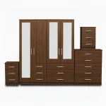 1-FULL, 2-HALLF MIRROR 4 DOOR WARDROBE SET (Assembled) - Image 5