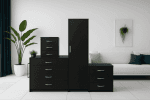 1 Door Wardrobe Set Black (Assembled)
