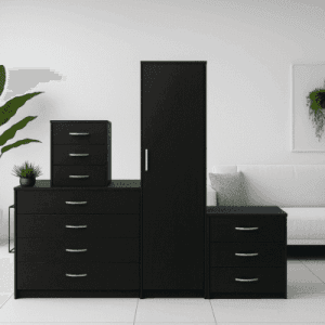 1 Door Wardrobe Set Black (Assembled)