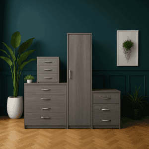 1 Door Wardrobe Set Grey (Assembled)