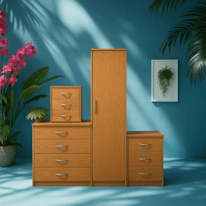1 Door Wardrobe Set Oak (Assembled)