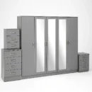 3-FULL MIRROR 5 DOOR WARDROBE SET (Assembled) - Image 6