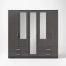 2-HALF & 1-FULL MIRROR 5 DOOR WARDROBE SET (Assembled) - Image 7