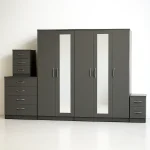 2-FULL MIRROR 5 DOOR WARDROBE SET (Assembled) - Image 5