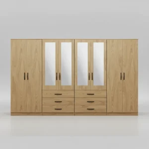 4-Half Mirror Wardrobe with 6 Bottom Drawers