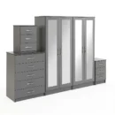 4-FULL MIRROR 4 DOOR WARDROBE SET (Assembled) - Image 10