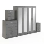 4-FULL MIRROR 4 DOOR WARDROBE SET (Assembled) - Image 5