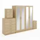 4-FULL MIRROR 4 DOOR WARDROBE SET (Assembled) - Image 9