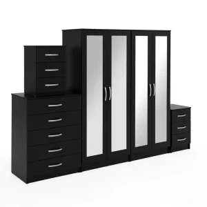 4-Full Mirror 4 Door Wardrobe Set (Assembled)