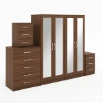 4-FULL MIRROR 4 DOOR WARDROBE SET (Assembled) - Image 2