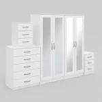 4-FULL MIRROR 4 DOOR WARDROBE SET (Assembled) - Image 3