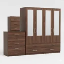 4-HALF MIRROR 4 DOOR WARDROBE SET (Assembled) - Image 8