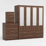 4-HALF MIRROR 4 DOOR WARDROBE SET (Assembled) - Image 3