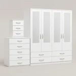 4-HALF MIRROR 4 DOOR WARDROBE SET (Assembled) - Image 4