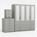 4-HALF MIRROR 4 DOOR WARDROBE SET (Assembled) - Image 7