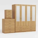 4-HALF MIRROR 4 DOOR WARDROBE SET (Assembled) - Image 6