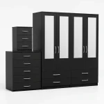 4-HALF MIRROR 4 DOOR WARDROBE SET (Assembled) - Image 5